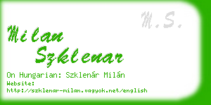 milan szklenar business card