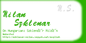 milan szklenar business card